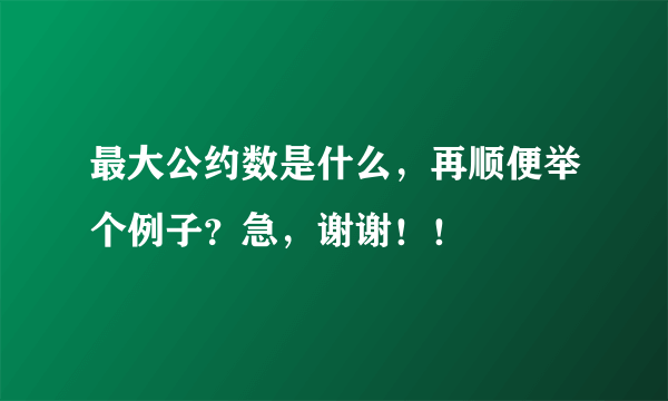 最大公约数是什么，再顺便举个例子？急，谢谢！！