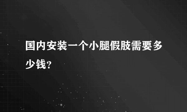 国内安装一个小腿假肢需要多少钱？