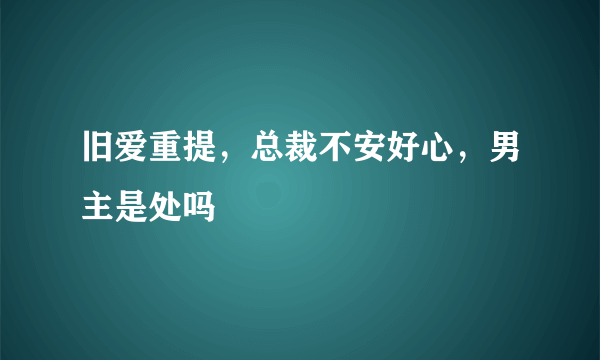 旧爱重提，总裁不安好心，男主是处吗