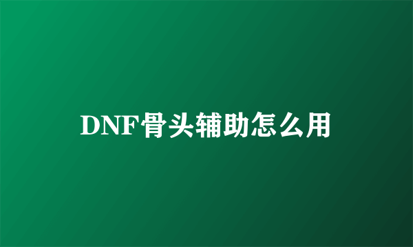 DNF骨头辅助怎么用