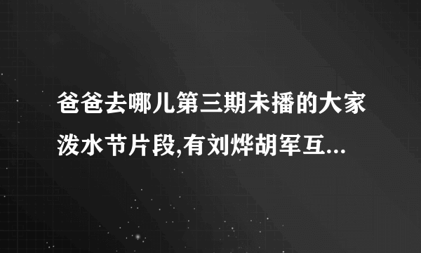 爸爸去哪儿第三期未播的大家泼水节片段,有刘烨胡军互泼的那个在哪能看到,搜什么呢？