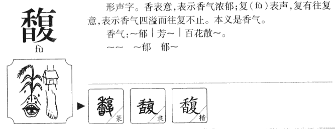 馥怎么读，馥的组词，馥的读音，馥的笔顺，馥的意思