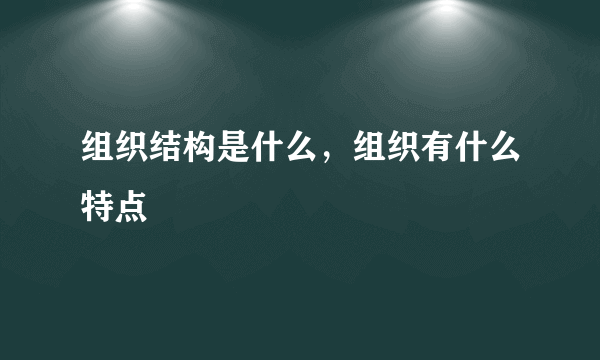 组织结构是什么，组织有什么特点