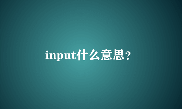 input什么意思？