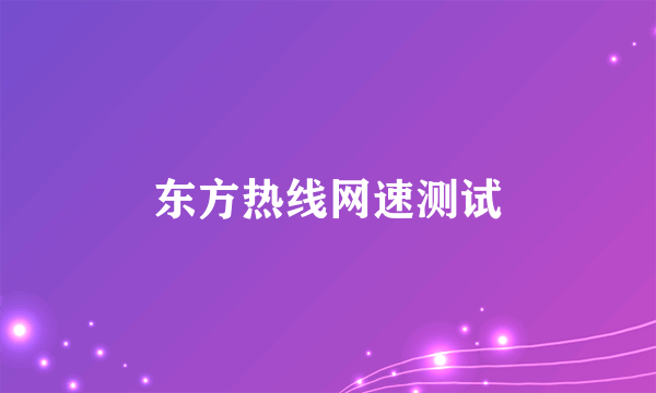 东方热线网速测试