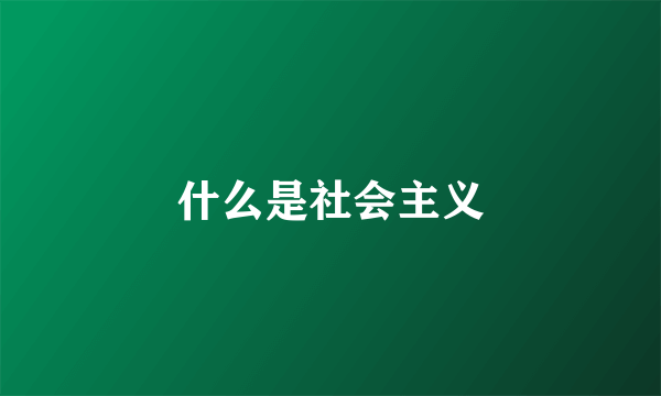 什么是社会主义