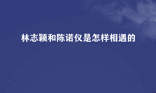 林志颖和陈诺仪是怎样相遇的