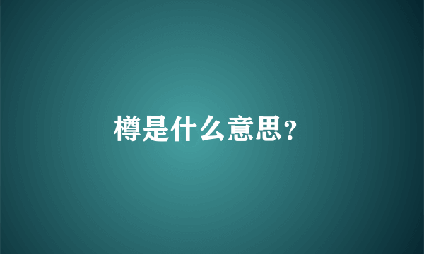 樽是什么意思？