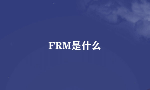 FRM是什么