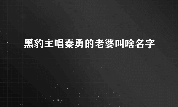 黑豹主唱秦勇的老婆叫啥名字