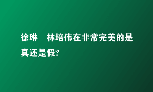 徐琳 林培伟在非常完美的是真还是假?