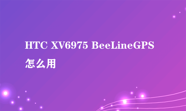 HTC XV6975 BeeLineGPS怎么用