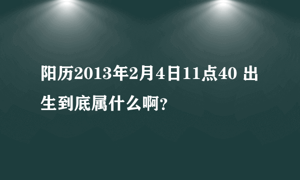 阳历2013年2月4日11点40 出生到底属什么啊？