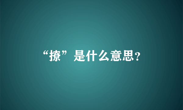 “撩”是什么意思？