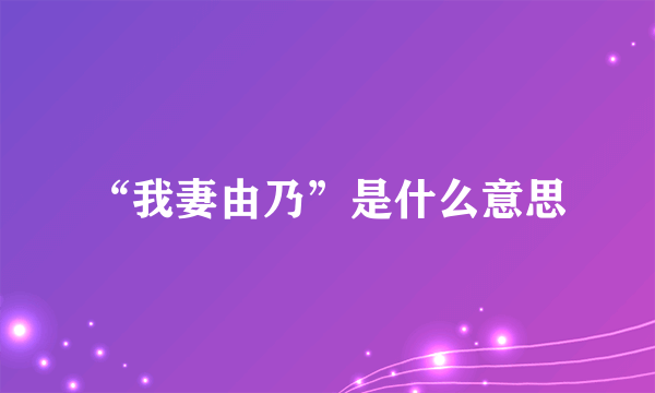 “我妻由乃”是什么意思