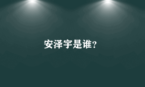 安泽宇是谁？