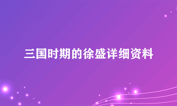 三国时期的徐盛详细资料