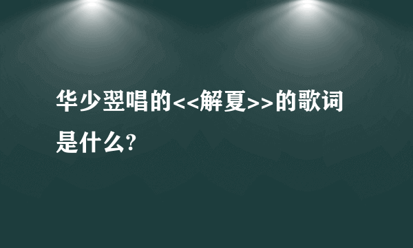 华少翌唱的<<解夏>>的歌词是什么?