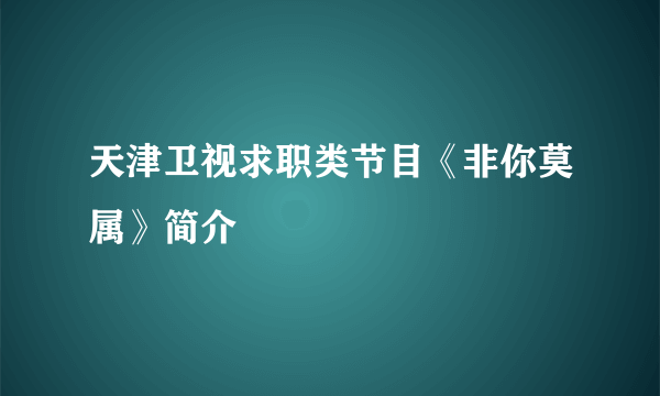 天津卫视求职类节目《非你莫属》简介