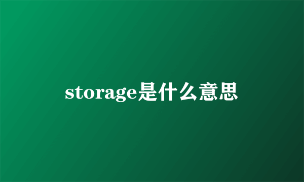 storage是什么意思