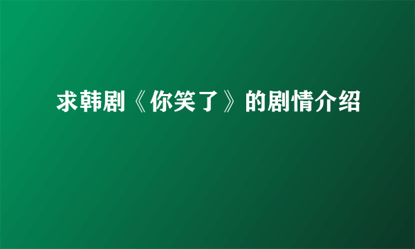 求韩剧《你笑了》的剧情介绍