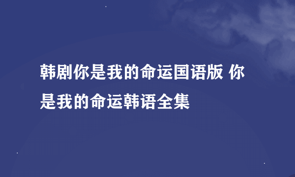 韩剧你是我的命运国语版 你是我的命运韩语全集