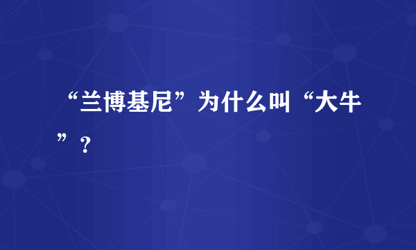 “兰博基尼”为什么叫“大牛”？