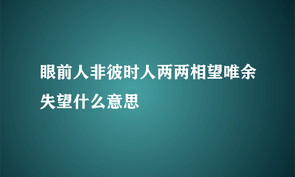 眼前人非彼时人两两相望唯余失望什么意思