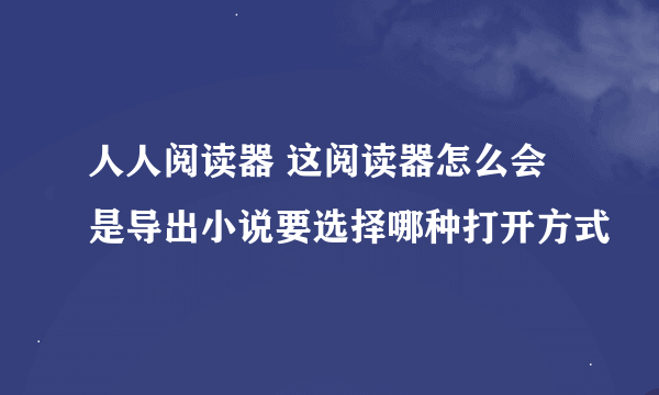 人人阅读器 这阅读器怎么会是导出小说要选择哪种打开方式