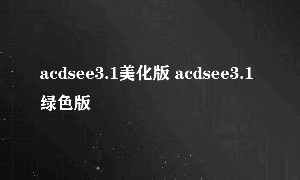 acdsee3.1美化版 acdsee3.1绿色版