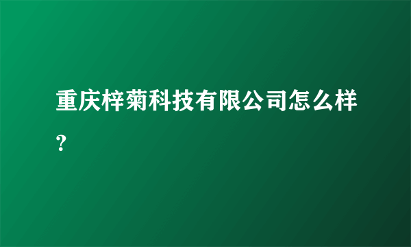 重庆梓菊科技有限公司怎么样？