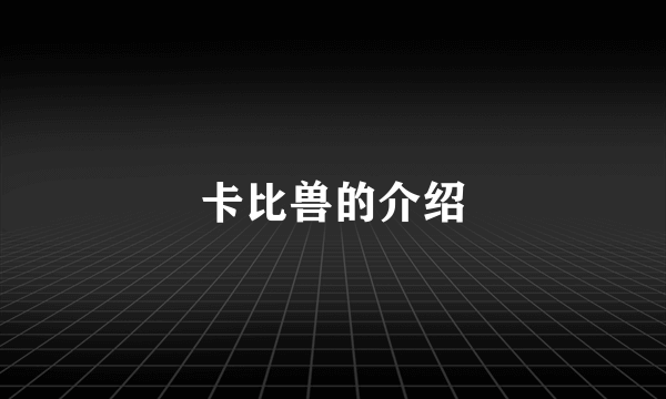 卡比兽的介绍