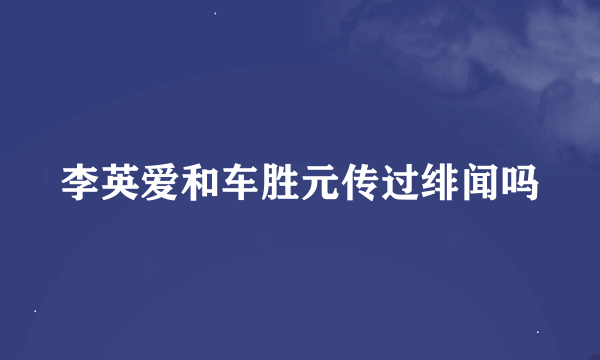 李英爱和车胜元传过绯闻吗