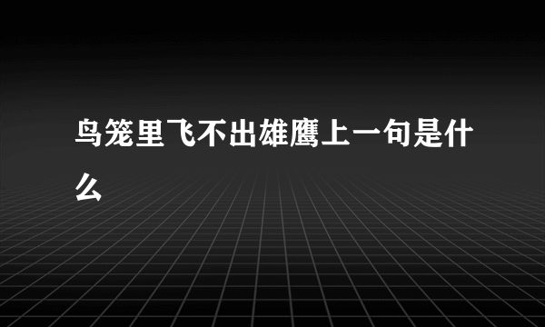 鸟笼里飞不出雄鹰上一句是什么