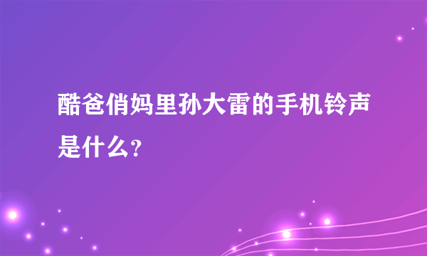 酷爸俏妈里孙大雷的手机铃声是什么？