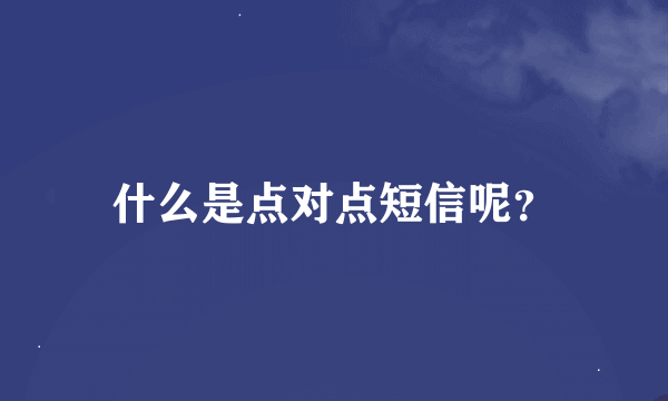 什么是点对点短信呢？