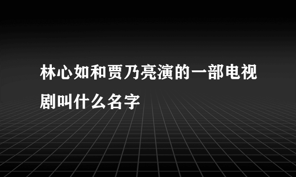 林心如和贾乃亮演的一部电视剧叫什么名字