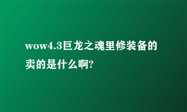 wow4.3巨龙之魂里修装备的卖的是什么啊?