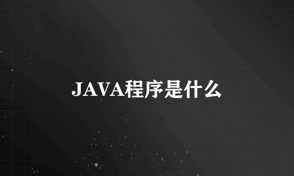 JAVA程序是什么