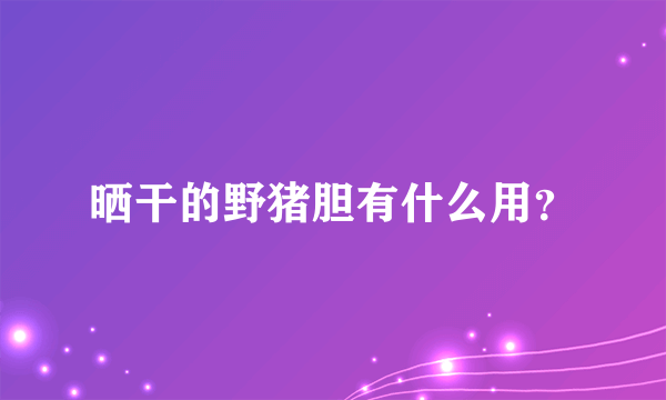 晒干的野猪胆有什么用？