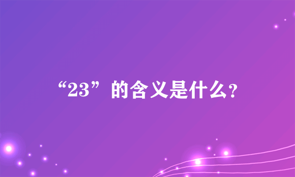 “23”的含义是什么？