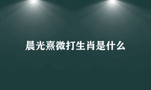 晨光熹微打生肖是什么