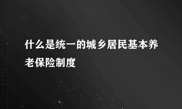 什么是统一的城乡居民基本养老保险制度