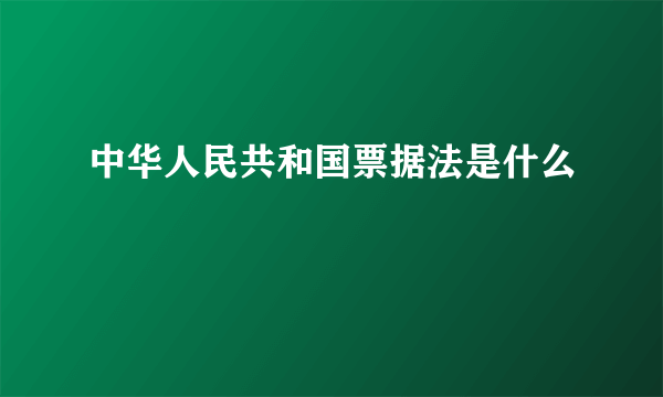 中华人民共和国票据法是什么