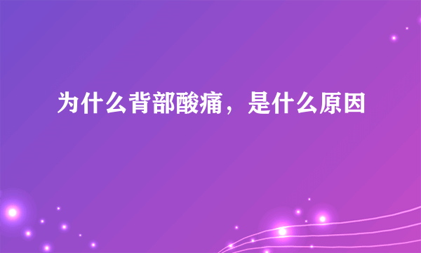 为什么背部酸痛，是什么原因