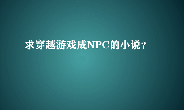 求穿越游戏成NPC的小说？