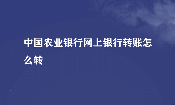 中国农业银行网上银行转账怎么转