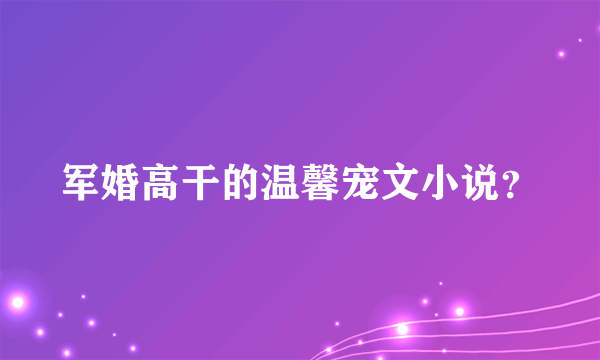 军婚高干的温馨宠文小说？