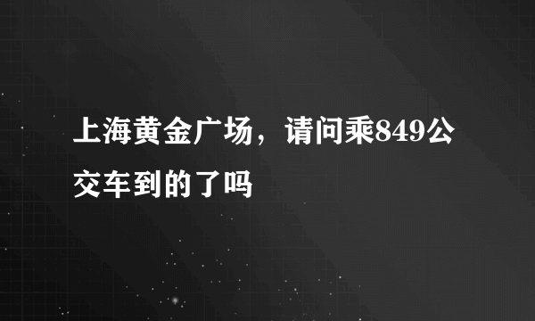 上海黄金广场，请问乘849公交车到的了吗