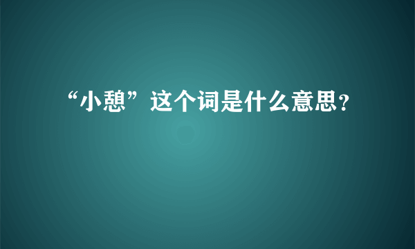 “小憩”这个词是什么意思？